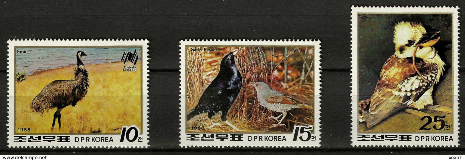 Korea, North 1988 MiNr. 2940 - 2943  Korea-Nord  Birds Of Australia  3v   MNH**  4.50 € - Struisvogels