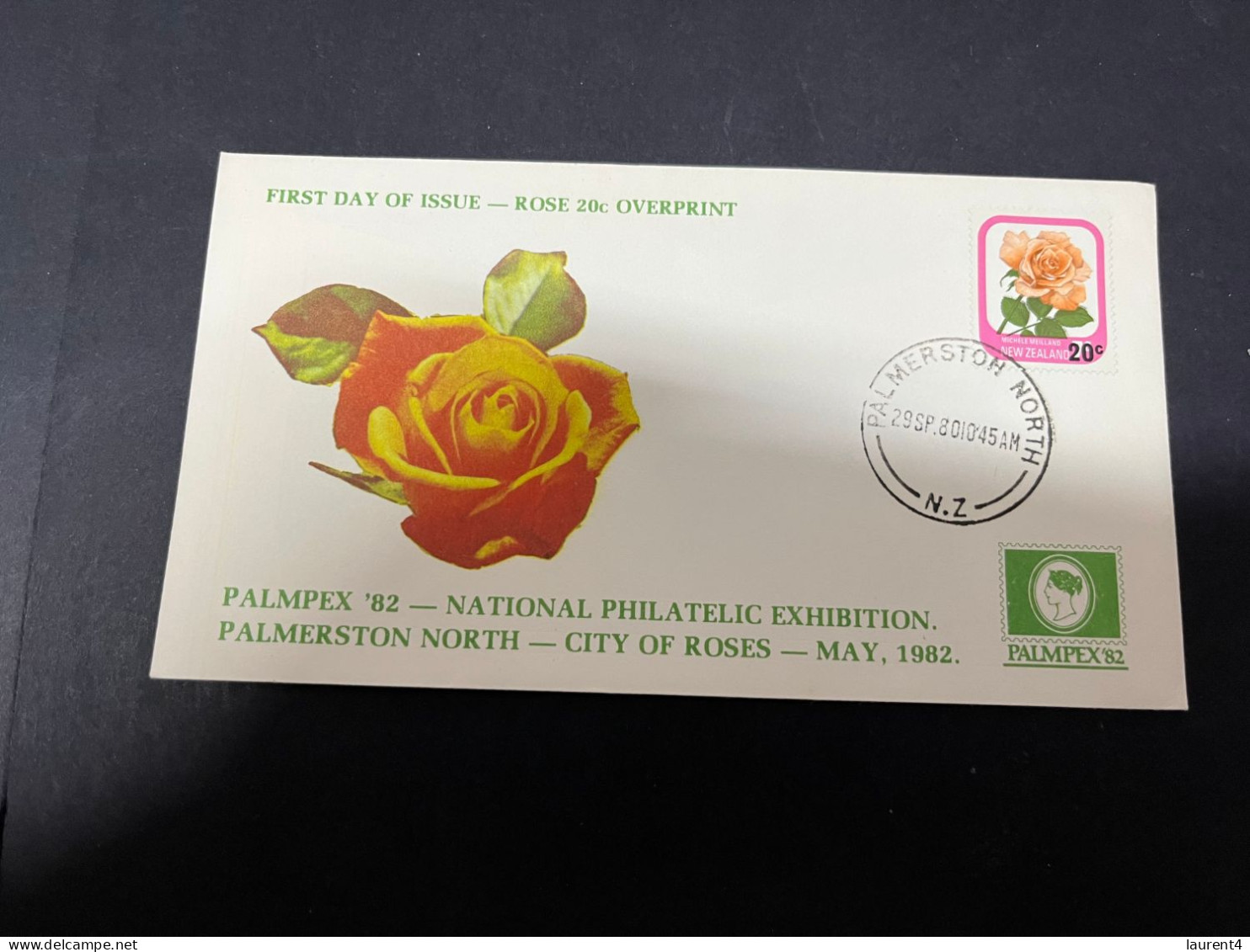 27-12-2023 (3 W 5) New Zealand FDC - 1980 - Roses Flower 20 Cents (over-print) SPECIAL FDC For Palmpex 82 - FDC