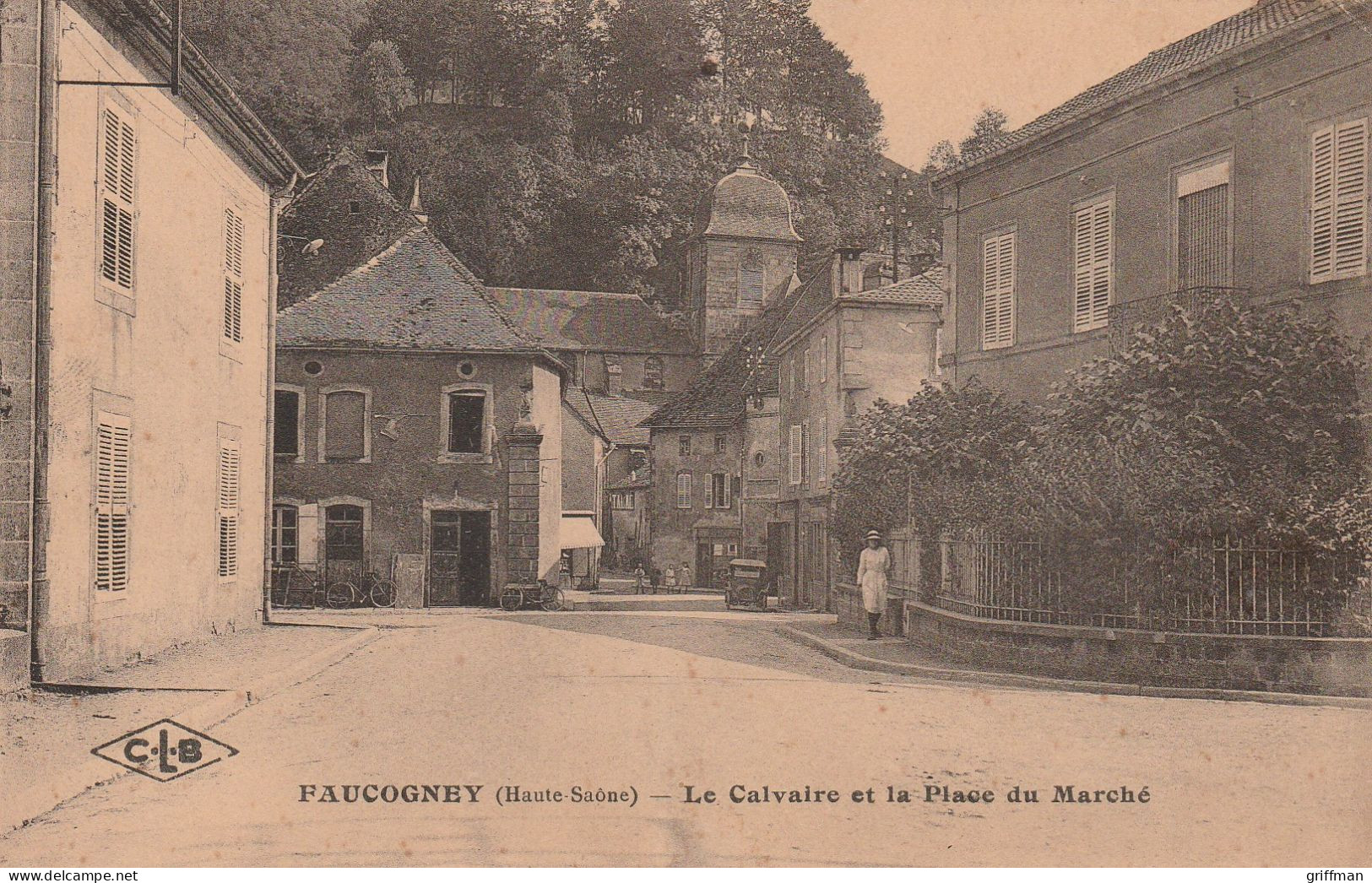 FAUCOGNEY LE CALVAIRE ET LA PLACE DU MARCHE 1920 TBE - Faucogney