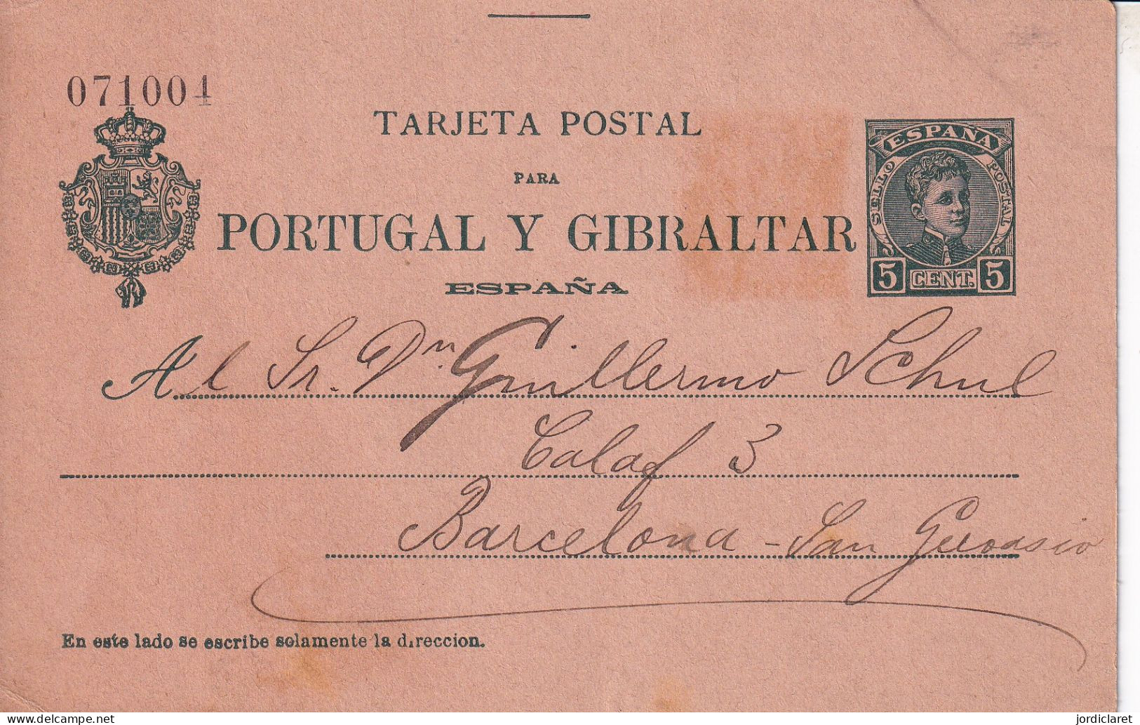 E.POSTAL Nº 43 1911 PORTUGAL Y GIBRALTAR - 1850-1931