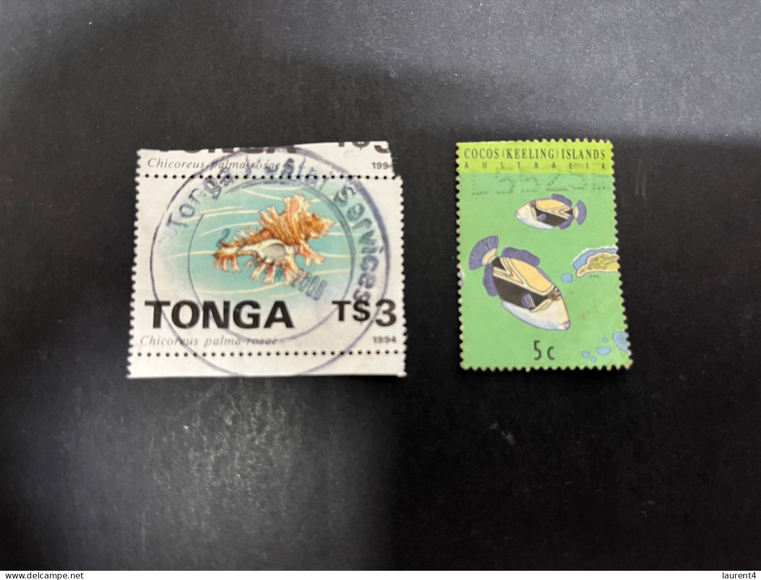 27-12-2023 (stamp) Australia +  TONGA (2 Stamps) Fish & Shellfish (used) - Schalentiere