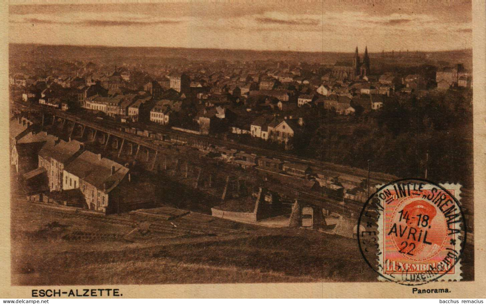 ESCH-SUR-ALZETTE - Panorama - Cachet Postal Intéressant : Expos.Intern."SIRENALA" 14-18 Avril 1922  (!!! Texte !!!) - Esch-Alzette