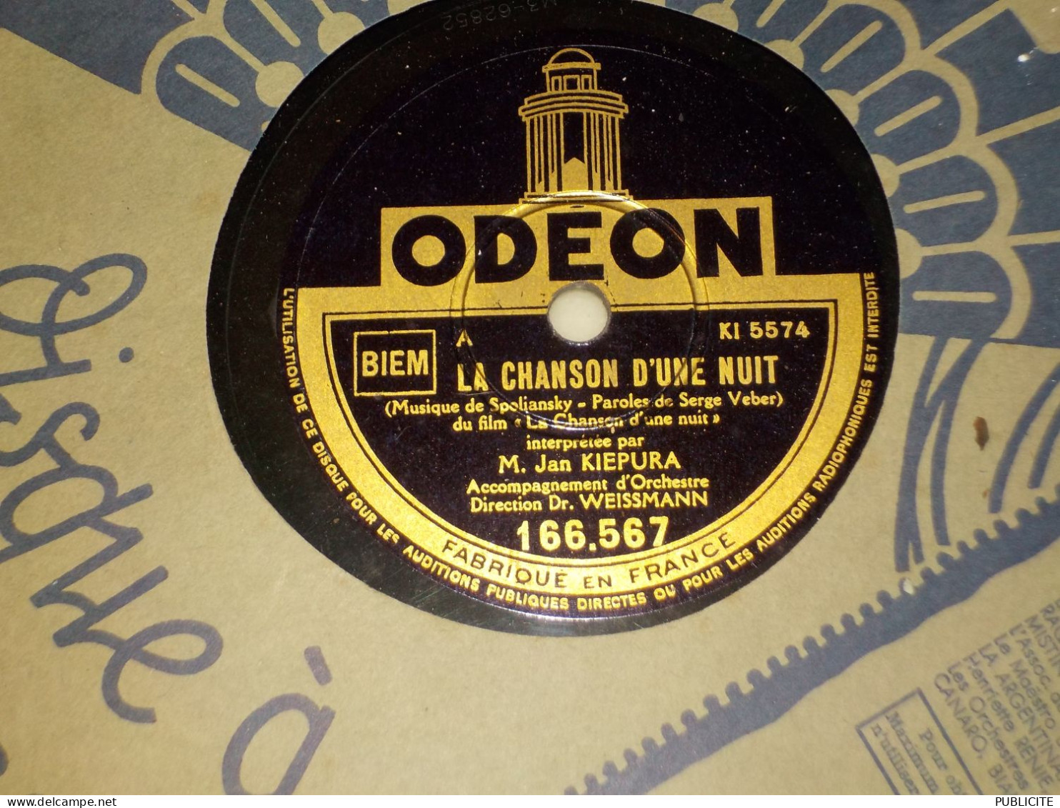 DISQUE 78 TOURS DU FILM LA CHANSON D UNE NUIT DE JAN KIEPURA 1933 - 78 Rpm - Gramophone Records