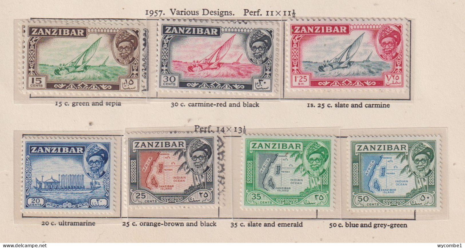 ZANZIBAR - 1957  Definitives Set  Never Hinged Mint - Zanzibar (...-1963)