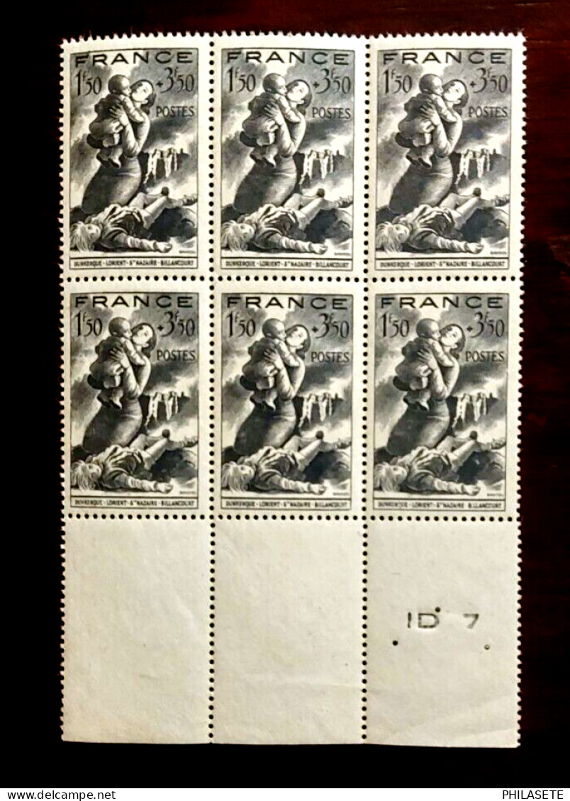 France 1943 Bloc De 6 Timbres N** YT N° 584 Secours National - Feuilles Complètes