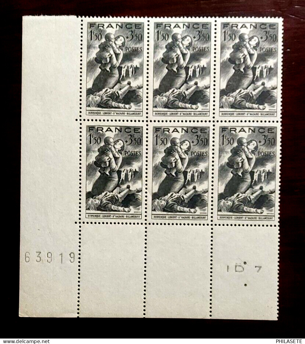 France 1943 Bloc De 6 Timbres N** YT N° 584 Secours National - Feuilles Complètes