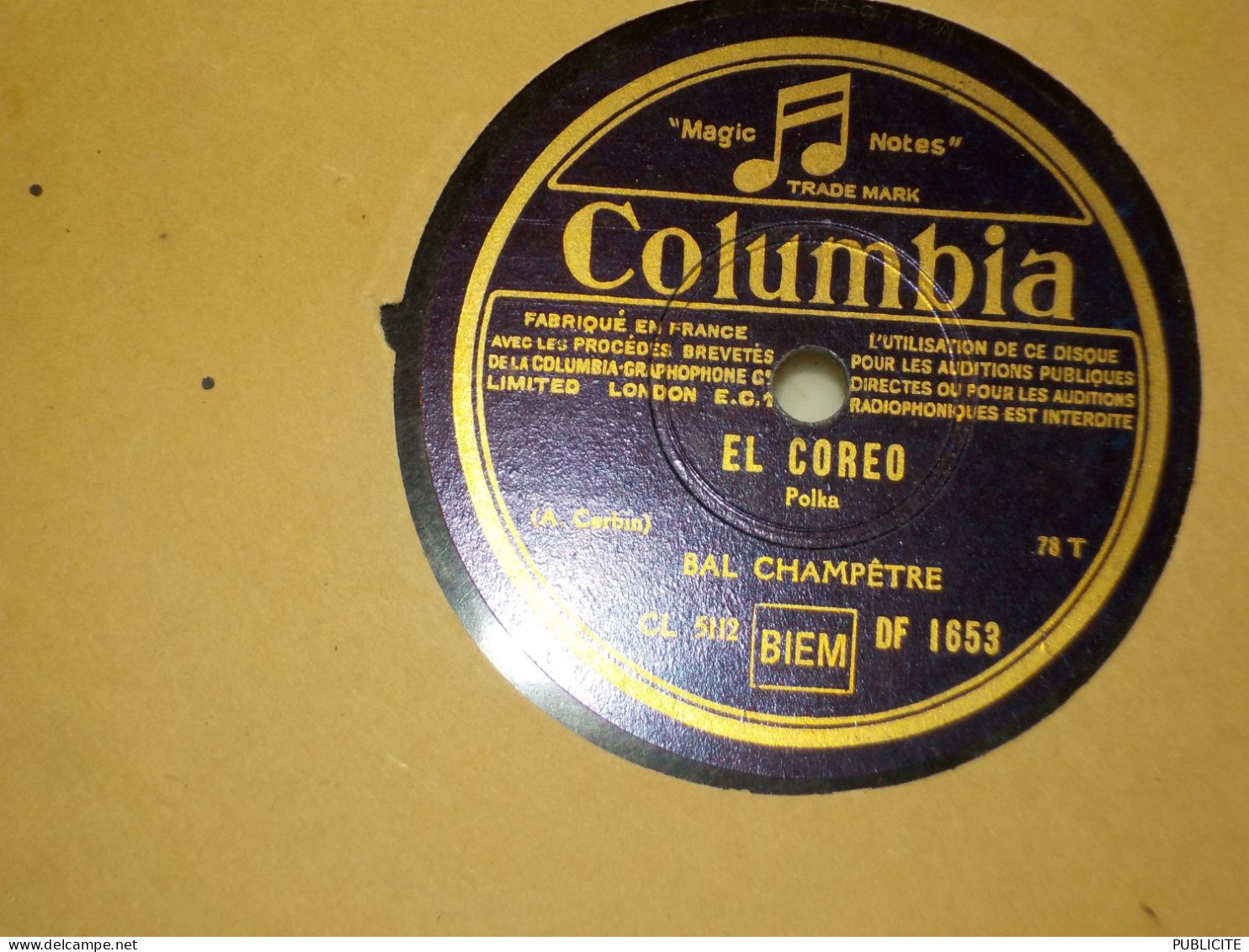 DISQUE VYNIL 78 TOURS POLKA  BAL CHAMPETRE - 78 Rpm - Gramophone Records