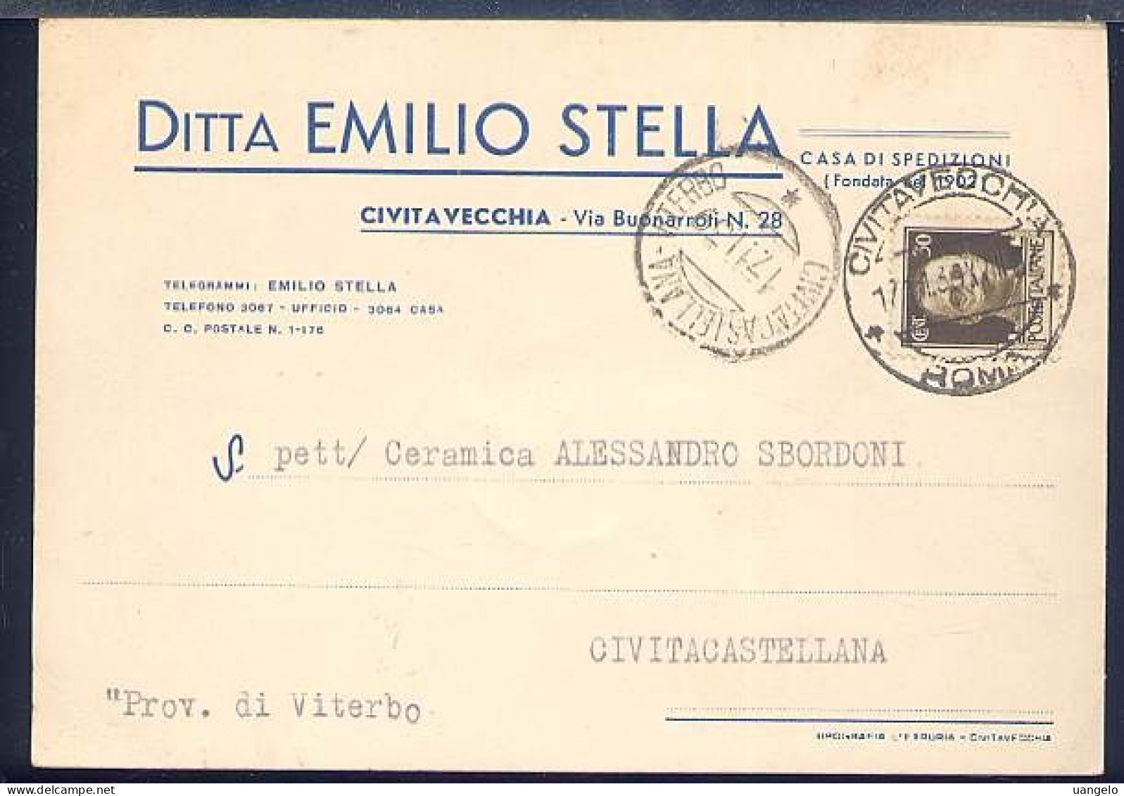 §38 CIVITAVECCHIA , COMMERCIALE DITTA EMILIO STELLA - Civitavecchia