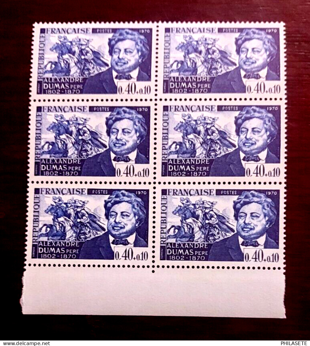 France 1970 Bloc De 6 Timbres N** YT N° 1628 Alexandre Dumas - Feuilles Complètes