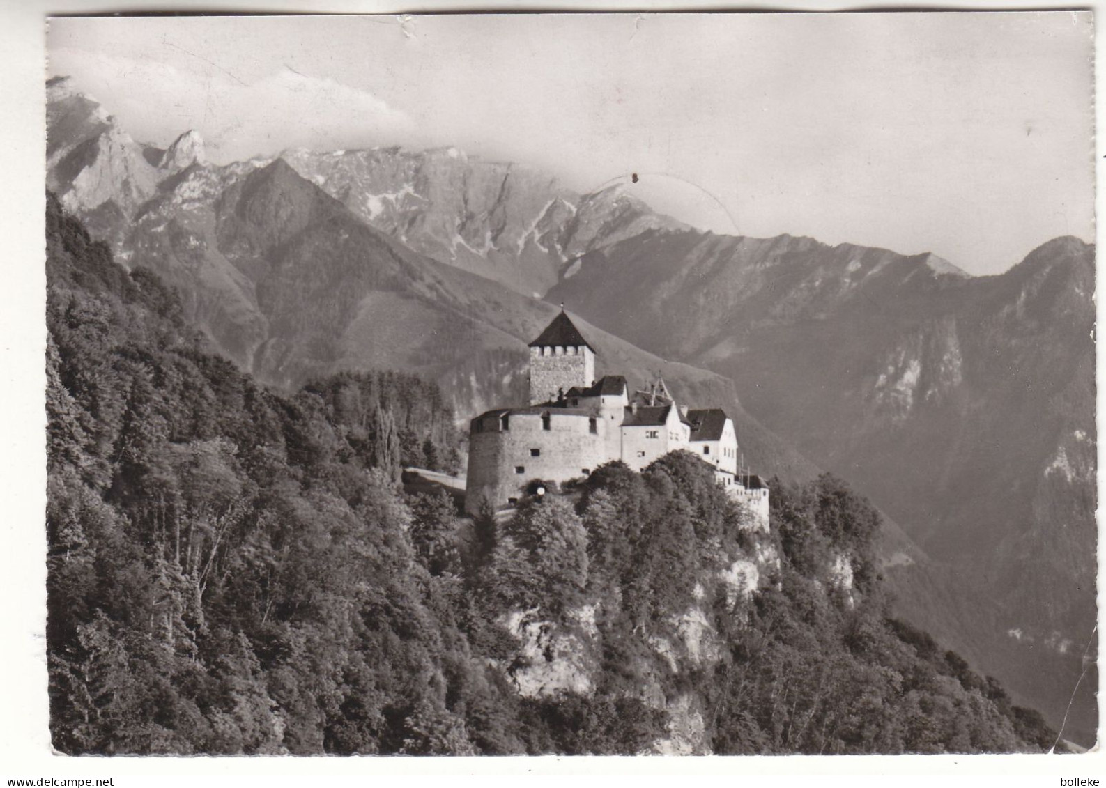 Liechtenstein - Carte Postale De 1955 - Oblit Vaduz - Exp Vers Mittenwald - Armoiries - Valeur 79 €  ( 50 + 29 ) - Briefe U. Dokumente