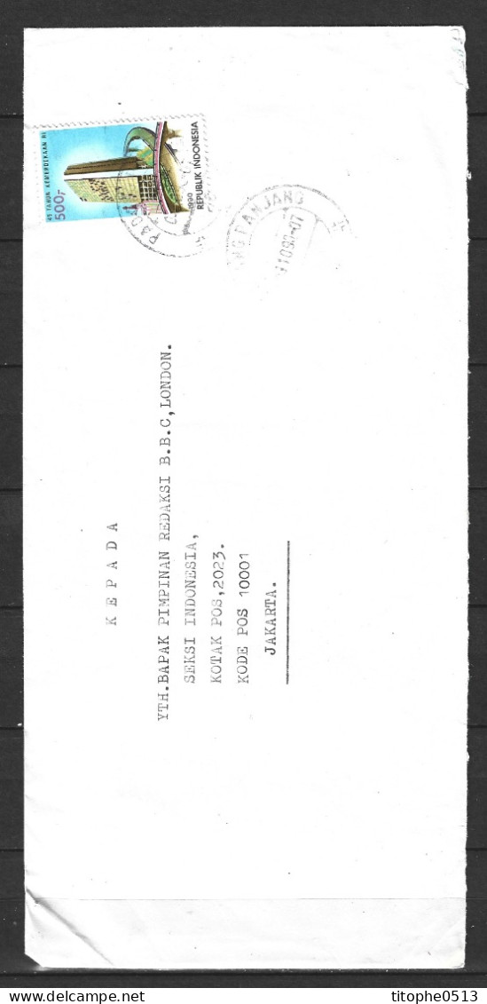 INDONESIE. N°1231 De 1990 Sur Enveloppe Ayant Circulé. Autoroute. - Otros (Tierra)