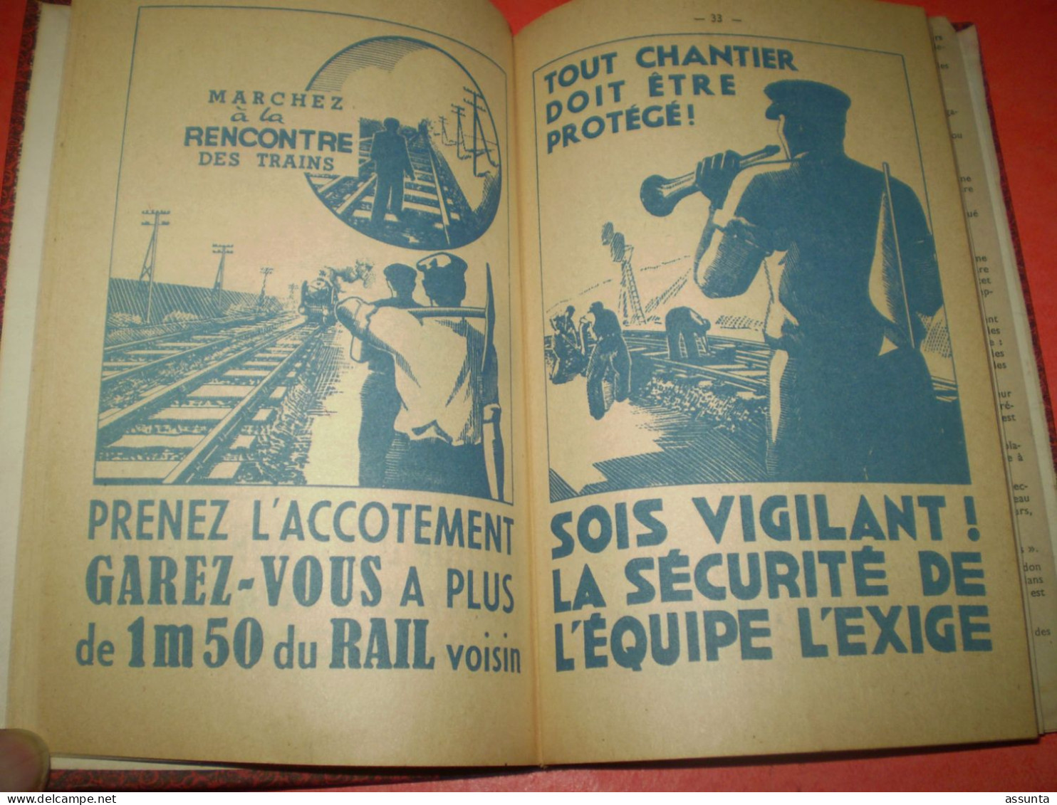 SNCF Prescriptions Pour éviter Les Accidents, Sécurité Du Personnel, Illustrations En Rouge Et En Bleu - Spoorwegen En Trams