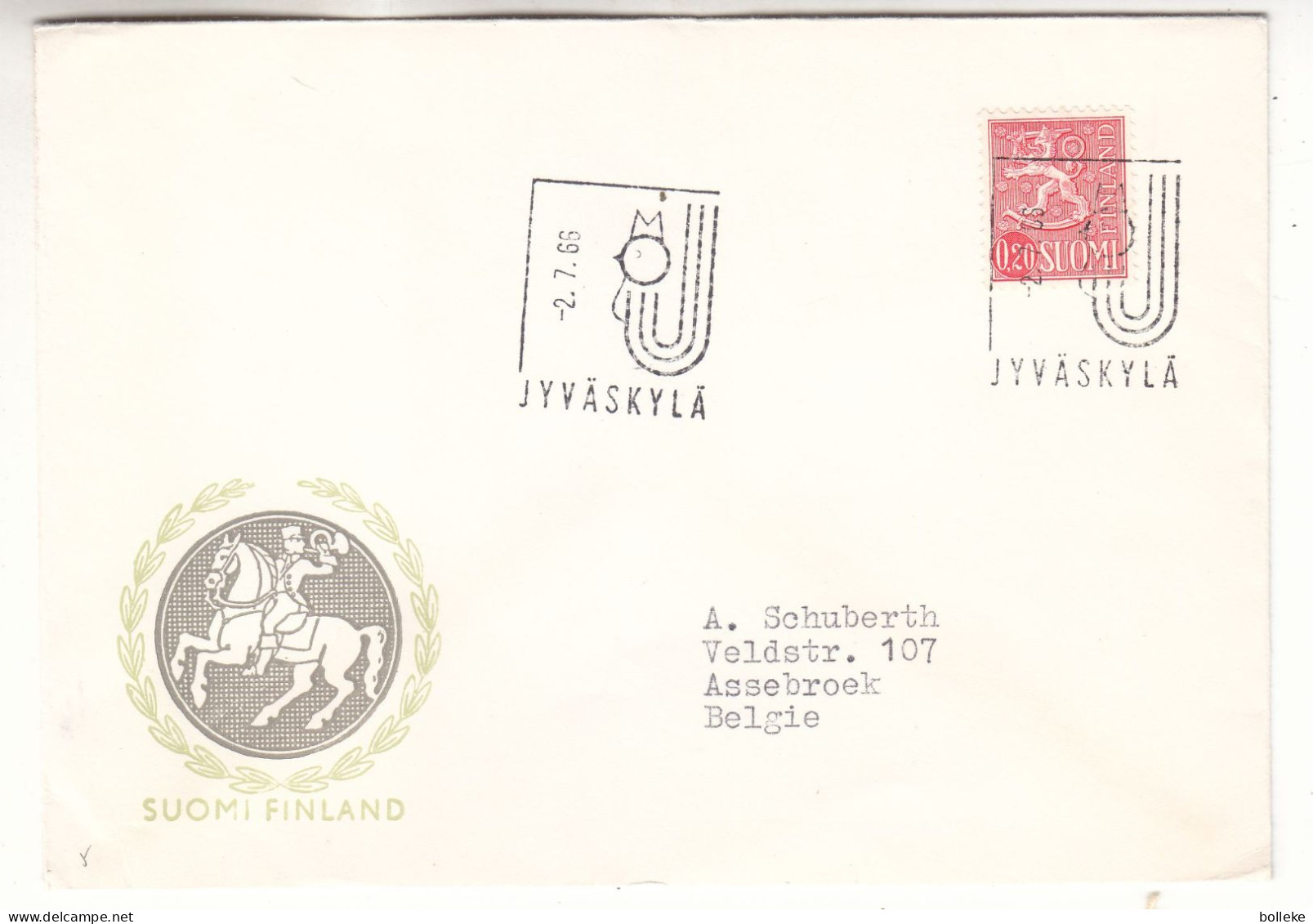 Finlande - Lettre De 1966 - Oblit Jyväskyla - Exp Vers Assebroek - - Cartas & Documentos