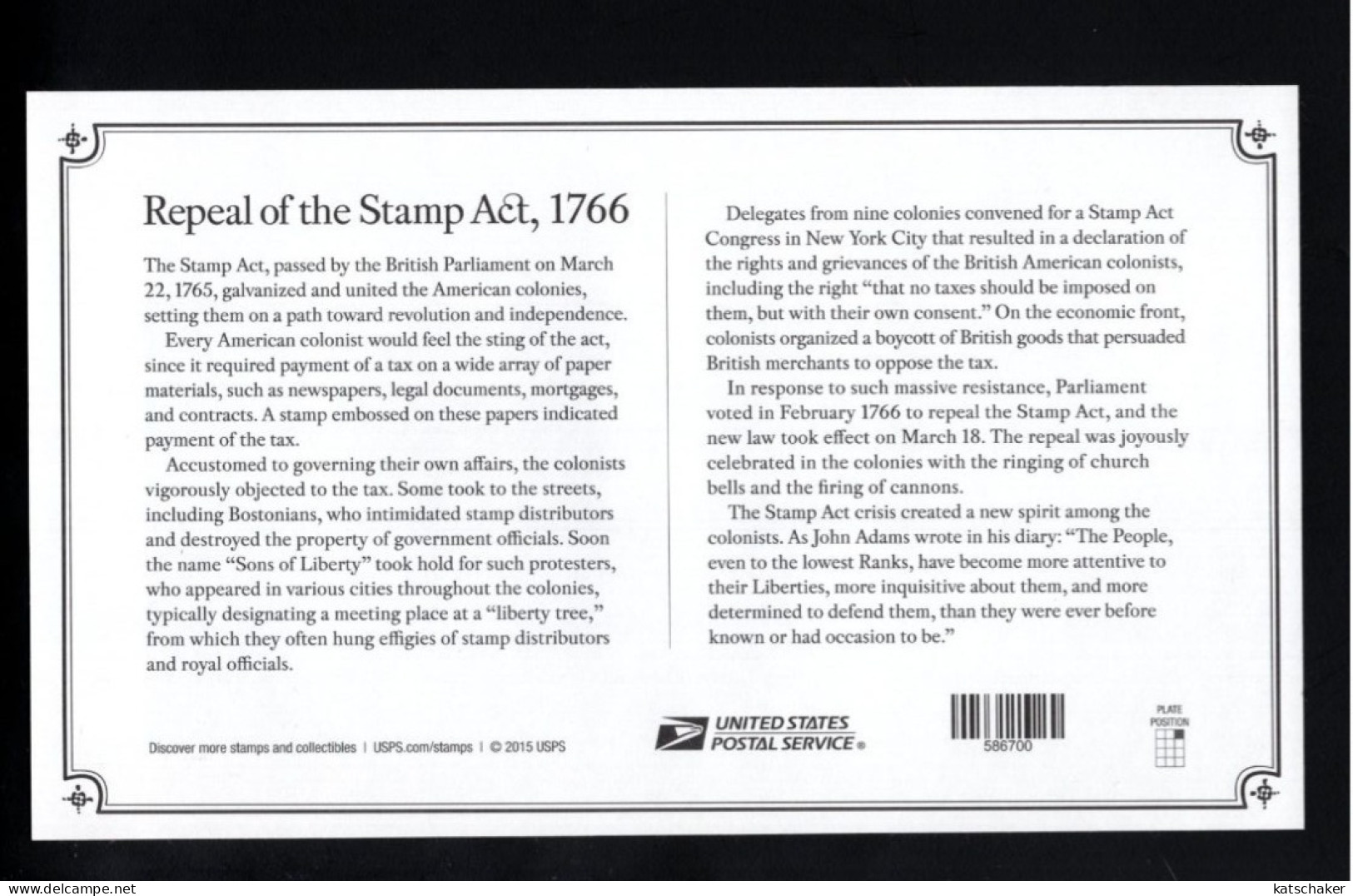 431464863 2016 DB USA POSTFRIS MINT NEVER HINGED POSTFRISCH EINWANDFREI ETAT NEUF SCOTT 5064 REPEAL OF THE STMP ACT PANE - Nuevos