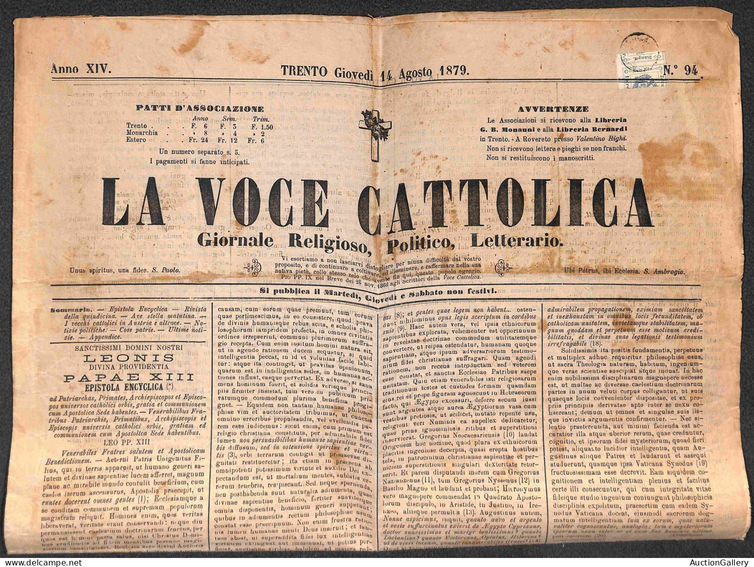 Antichi Stati Italiani - Lombardo Veneto - Territori Italiani D'Austria - Frode Fiscale - 1 Kreuzer (4 - Segnatasse Gior - Andere & Zonder Classificatie