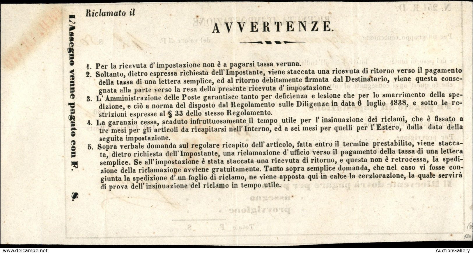 Antichi Stati Italiani - Lombardo Veneto - Annullamenti - Verona (rosso) + Dichiarato - Ricevuta D'Impostazione Per Dolo - Otros & Sin Clasificación