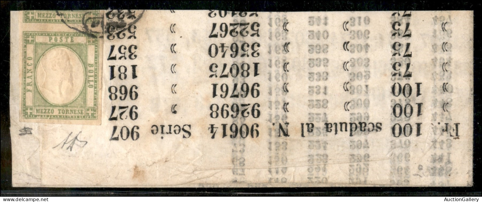 Antichi Stati Italiani - Napoli - 1861 - Coppia Del 1/2 Tornese (17) Sforbiciata Con Parte Dell'esemplare Superiore Appl - Other & Unclassified