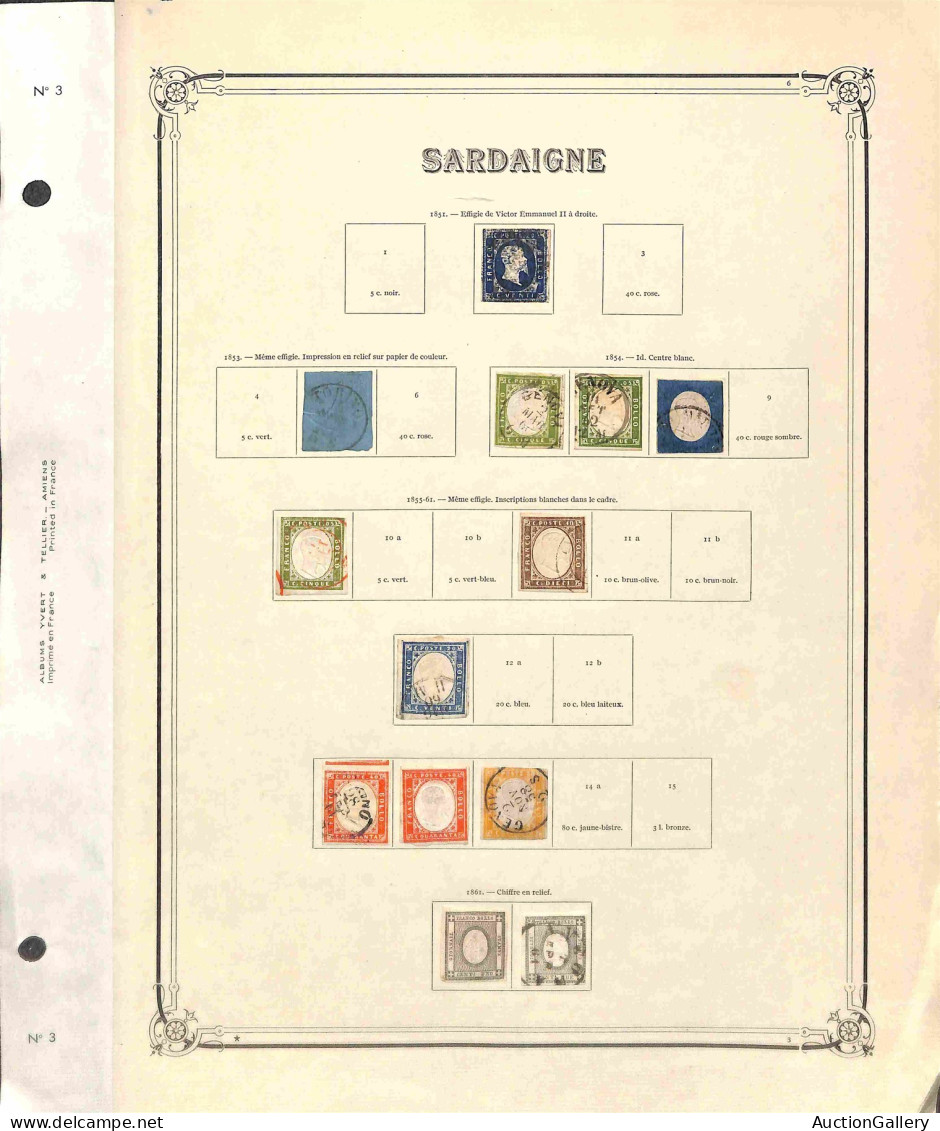 Antichi Stati Italiani - Sardegna - 1851/1861 - Piccolo Insieme Di 2 Valori Nuovi E 11 Valori Usati Del Periodo Su Fogli - Altri & Non Classificati