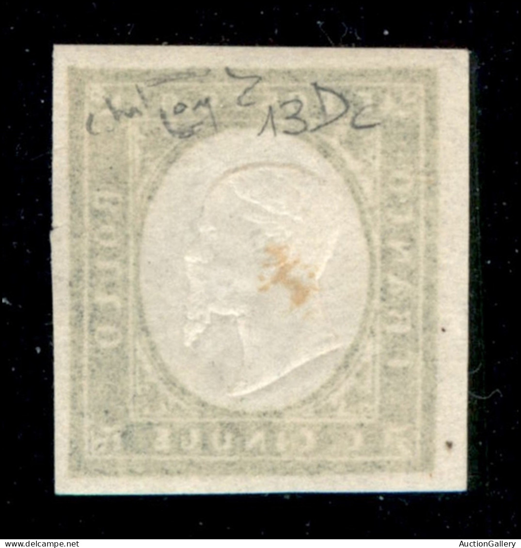 Antichi Stati Italiani - Sardegna - 1862 - 5 Cent (13Dc - Verde Olivastro) - Gomma Integra - Piccolo Trasudo Oleoso Al C - Other & Unclassified