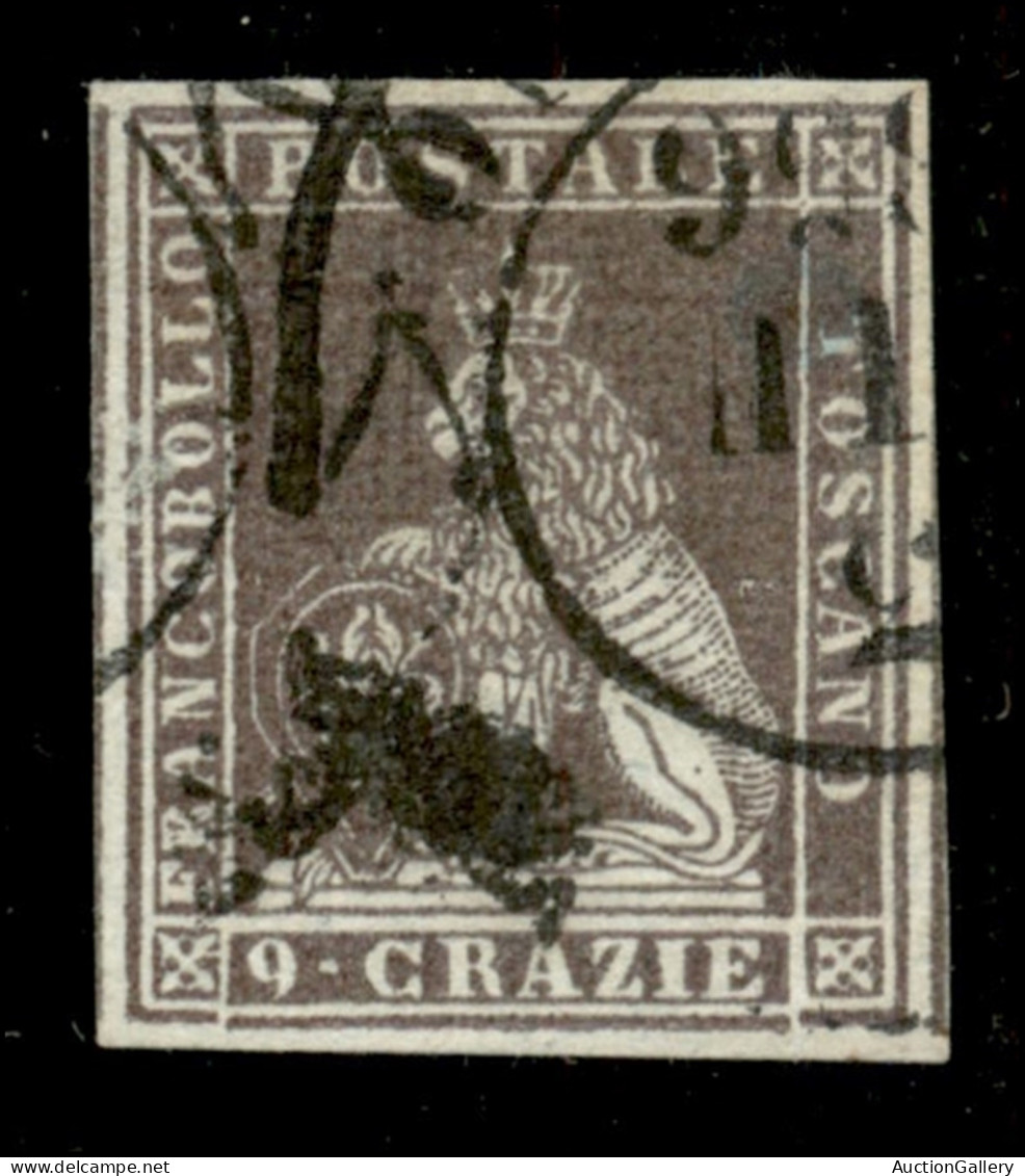 Antichi Stati Italiani - Toscana - 1851 - 9 Crazie (8) Usato - Diena + Cert. AG - Other & Unclassified