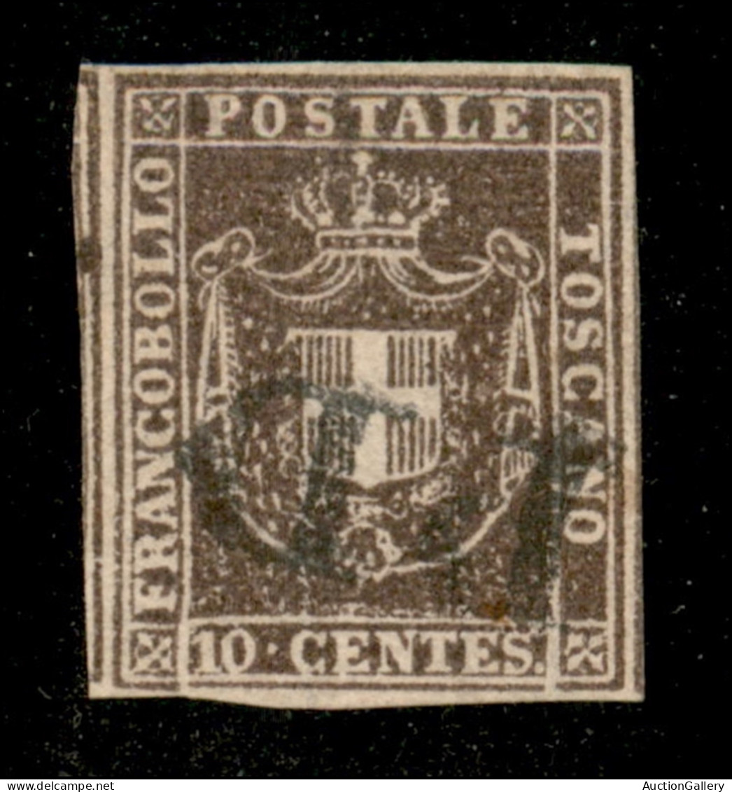 Antichi Stati Italiani - Toscana - 1860 - 10 Cent (19) Usato - Parte Di 2 Vicini Ai Lati - Cert. AG - Autres & Non Classés