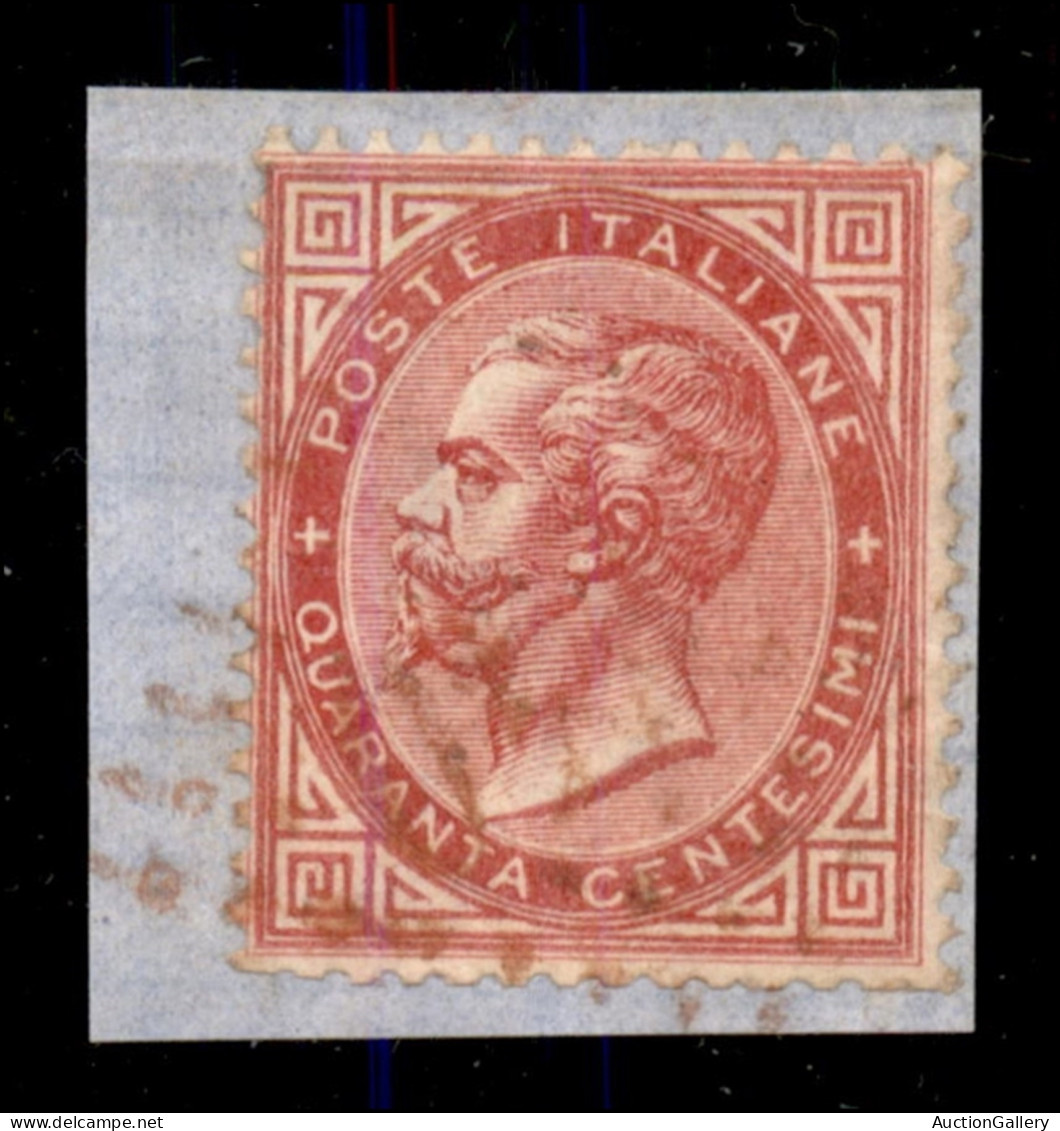 Regno - Vittorio Emanuele II - Marsiglia - 2240 A Punti (rosso - P.ti R1) - 40 Cent (20) Usato Su Frammento - Other & Unclassified