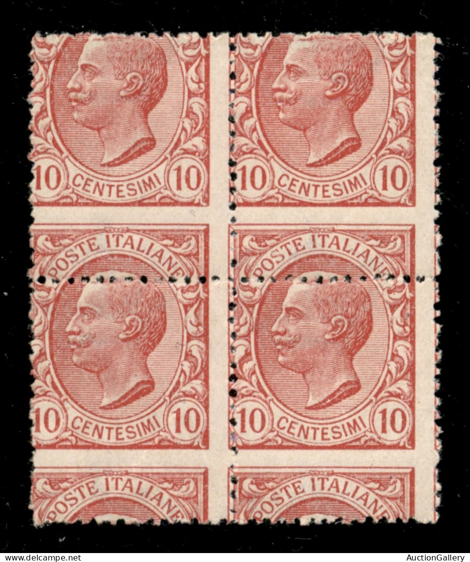 Regno - Vittorio Emanuele III - 1906 - 10 Cent Leoni (82nc) - Quartina Con Dentellatura Orizzontale Spostata In Basso -  - Andere & Zonder Classificatie