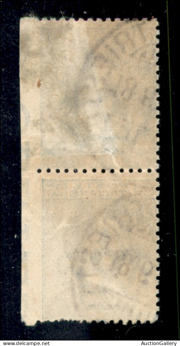Regno - Vittorio Emanuele III - 1908 - Michetti  25 Cent Coppia Verticale Non Dentellata A Destra Con Bordo Foglio (83i) - Altri & Non Classificati