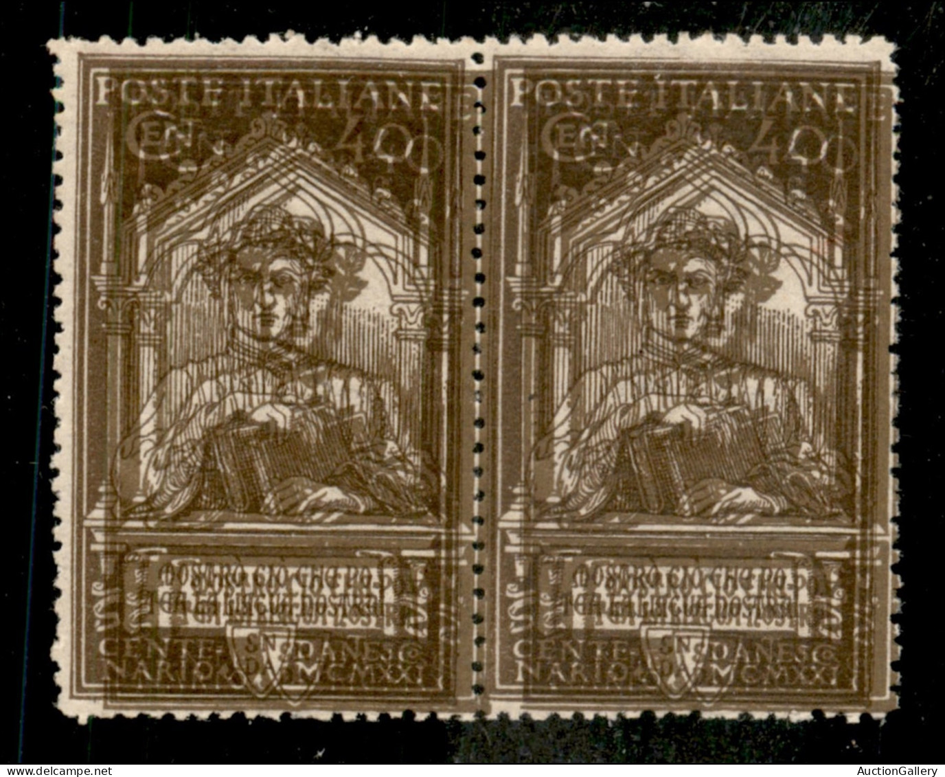 Regno - Vittorio Emanuele III - 1921 - Dante Alighieri Coppia 40 Cent Varietà Doppia Stampa (118c) Gomma Integra - Altri & Non Classificati
