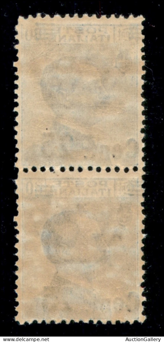 Regno - Vittorio Emanuele III - 1925 - 25 Cent Su 60 (179 + 179m) - Coppia Con Soprastampe A Sinistra - Pezzo Inferiore  - Sonstige & Ohne Zuordnung