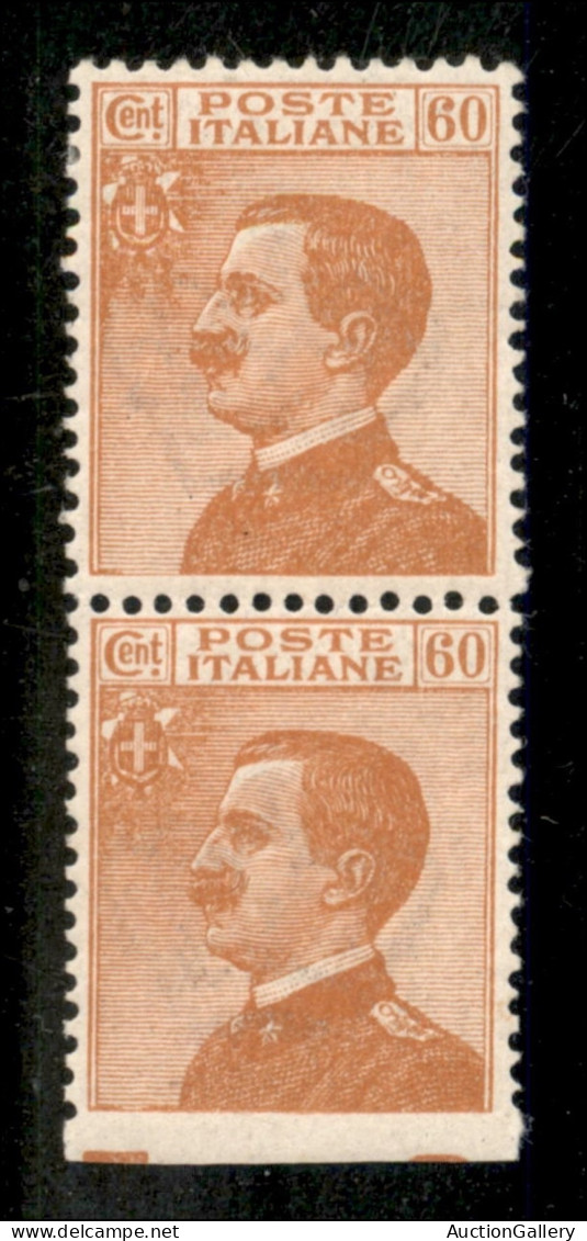 Regno - Vittorio Emanuele III - 1926 - Michetti 60 Cent Coppia Verticale Con L'esemplare Inferiore Non Dentellato In Bas - Autres & Non Classés