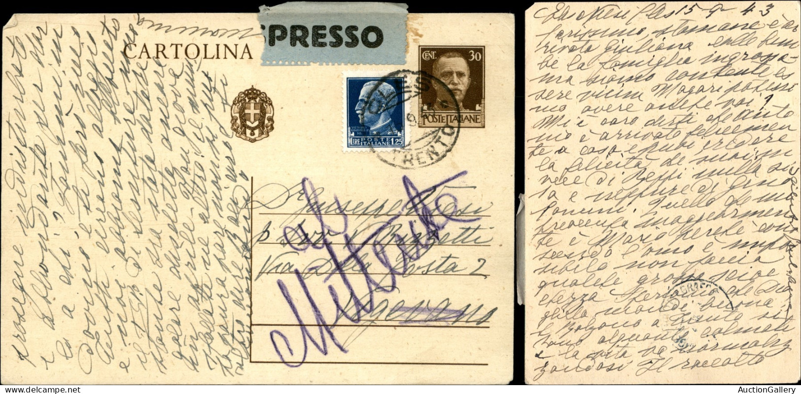 Regno - Posta Militare - 1943 (14/24 Settembre) - 6 Cartoline Postali Usate Nel Periodo Con Affrancature Espresso - Inte - Sonstige & Ohne Zuordnung