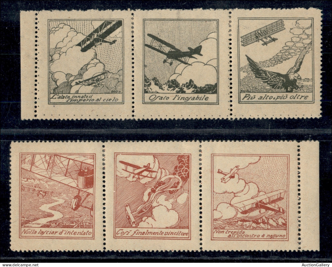 Regno - Posta Aerea - 1915/1918 - Chiudilettera - Aerei In Volo - Due Trittici - Gomma Originale - Other & Unclassified