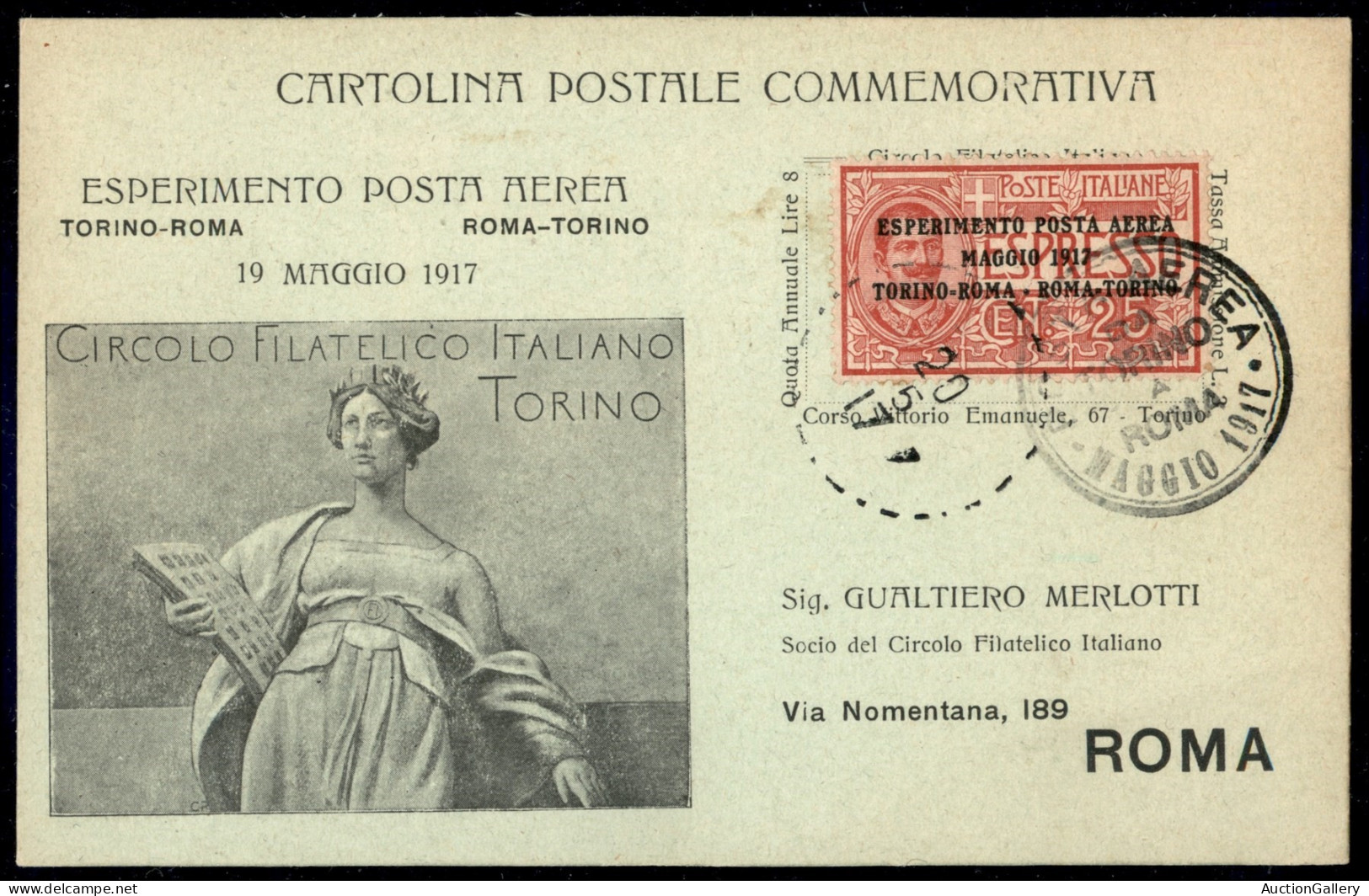 Regno - Posta Aerea - 1917/1926 - Piccolo insieme di 5 cartoline e 3 lettere affrancate con valori di Posta Aerea tra cu