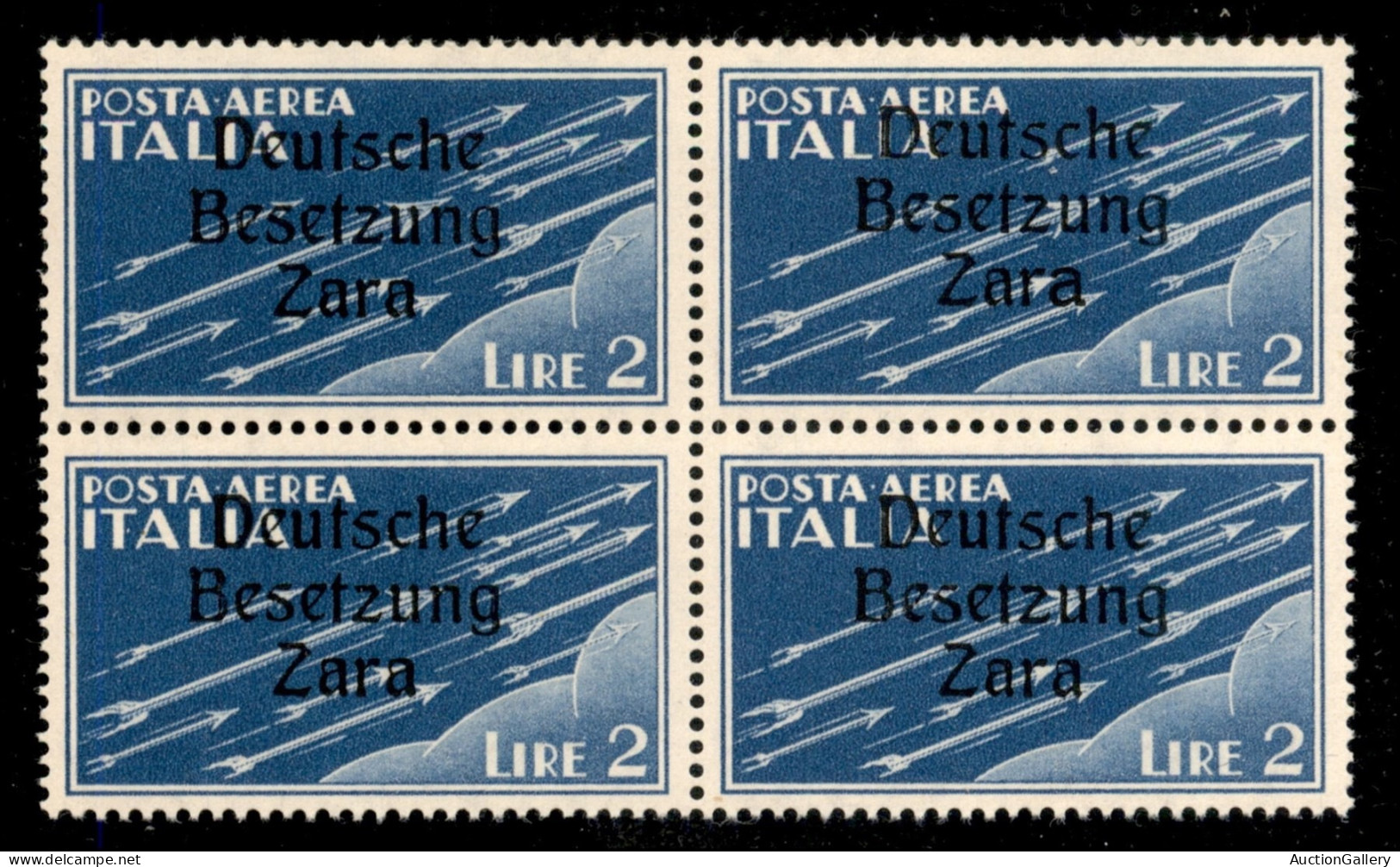 Occupazioni Straniere Di Territori Italiani - Occupazione Tedesca - Zara - 1943 - 2 Lire (6 Aerea) In Quartina (pos. 26/ - Altri & Non Classificati