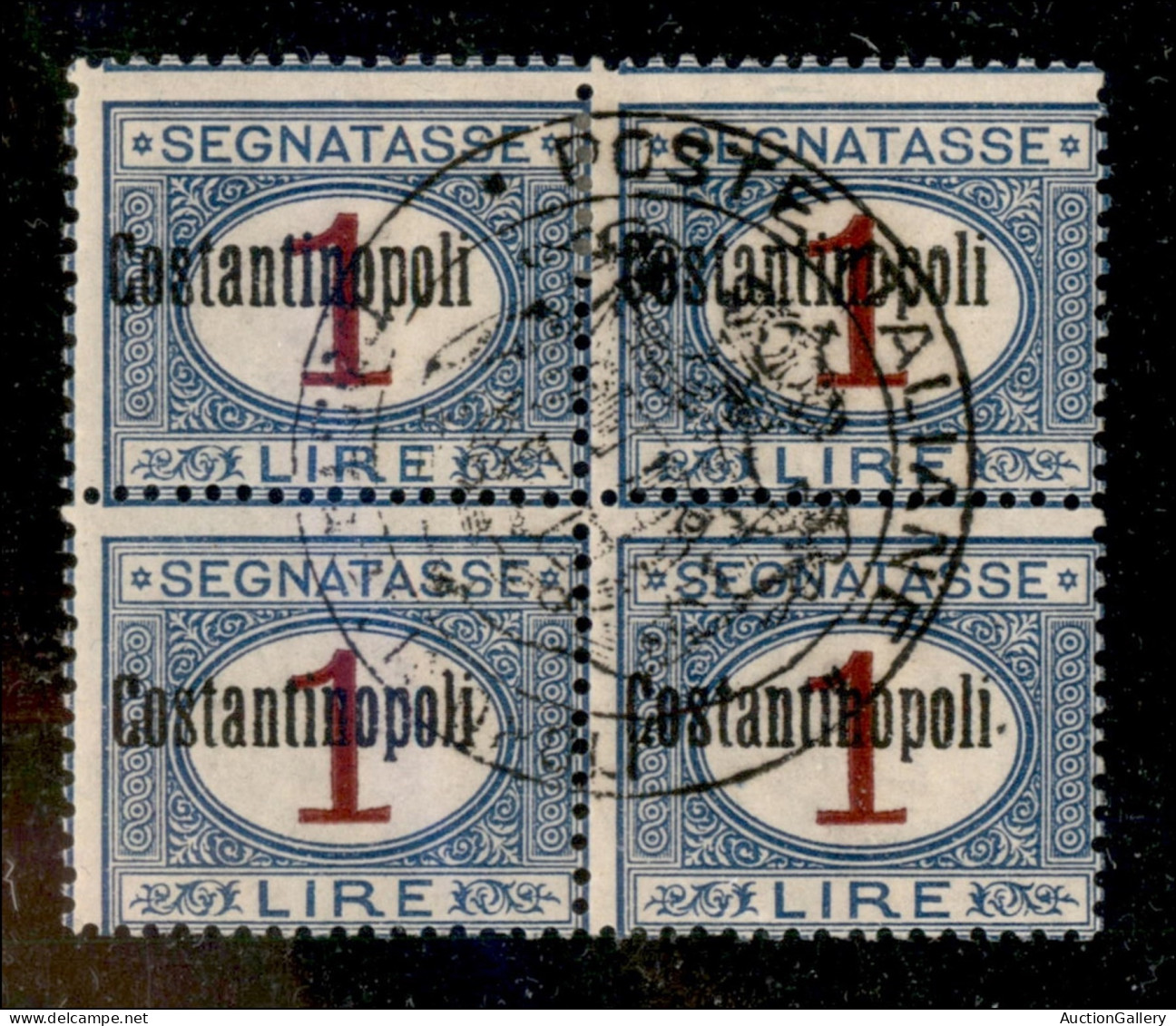 Uffici Postali All'Estero - Levante - Costantinopoli - 1922 - Quartina Del 1 Lira (4ab) Con Soprastampa Fortemente Spost - Andere & Zonder Classificatie