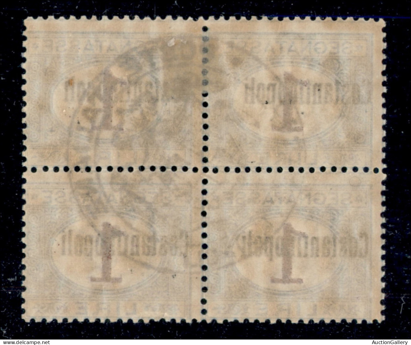 Uffici Postali All'Estero - Levante - Costantinopoli - 1922 - Quartina Del 1 Lira (4ab) Con Soprastampa Fortemente Spost - Altri & Non Classificati