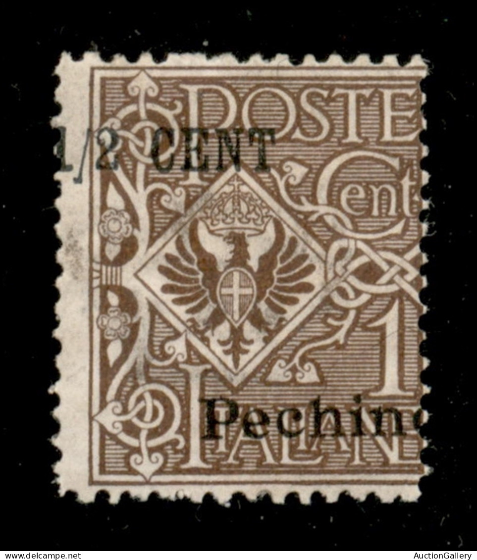 Uffici Postali All'Estero - Levante - Pechino - 1918 - 1/2 Cent Su 1 Floreale (19da) Con Soprastampe A Cavallo - Gomma O - Autres & Non Classés