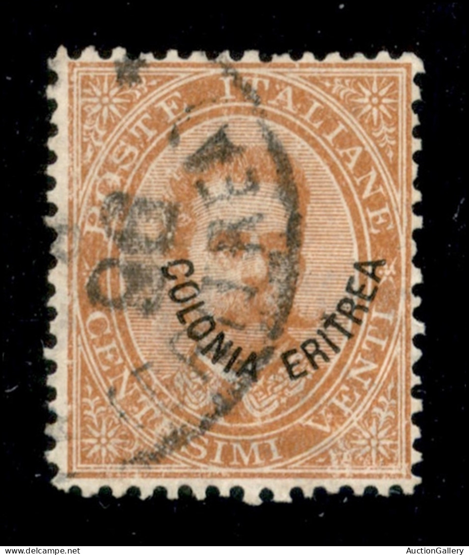 Colonie - Eritrea - 1893 - 20 Cent Umberto (5f) Usato - Soprastampa Spostata In Alto E A Destra - Non Comune - Other & Unclassified