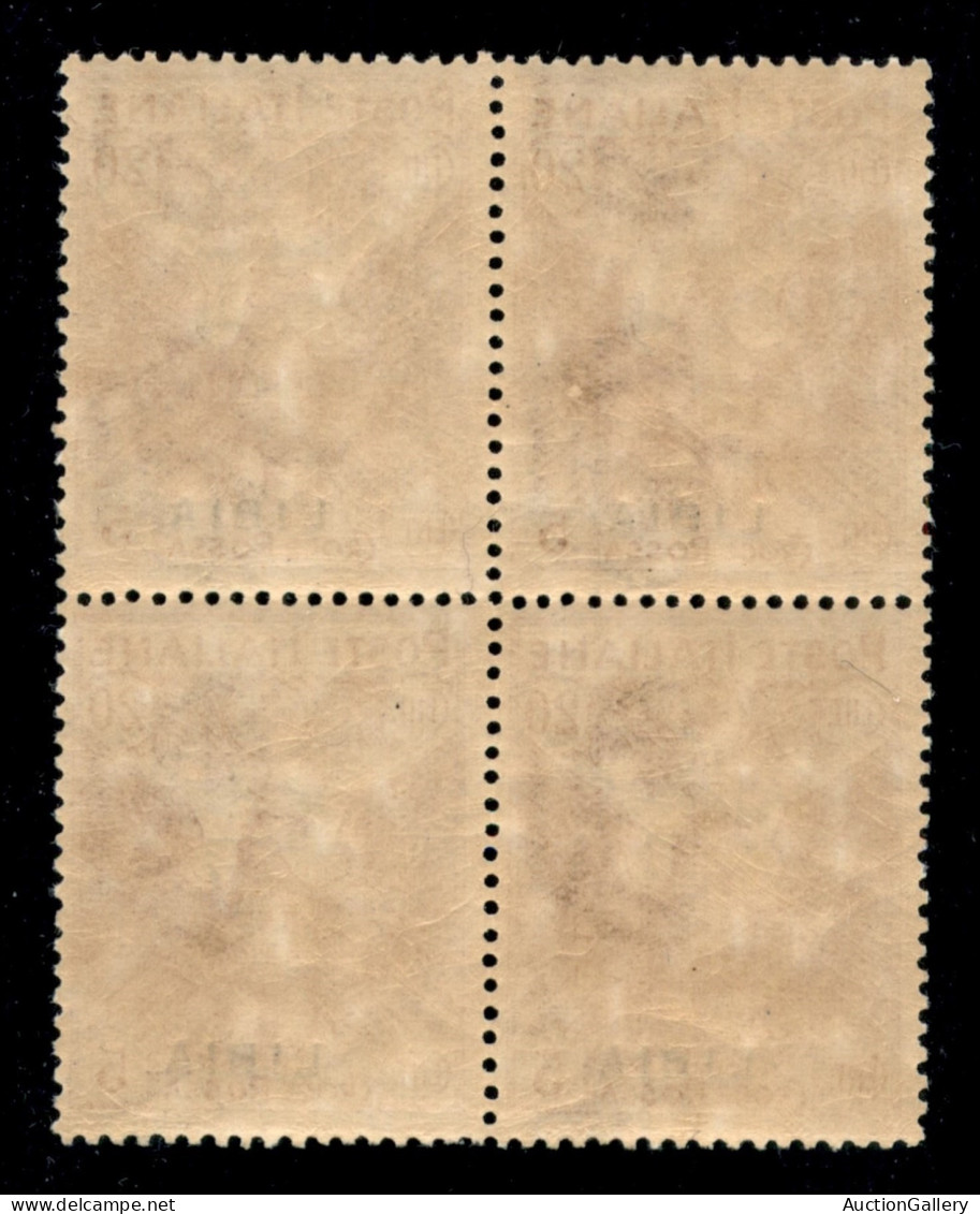 Colonie - Libia - 1916 - 20 Cent Croce Rossa (16ac) In Quartina - Soprastampa Sottile In Basso - Gomma Integra - Andere & Zonder Classificatie