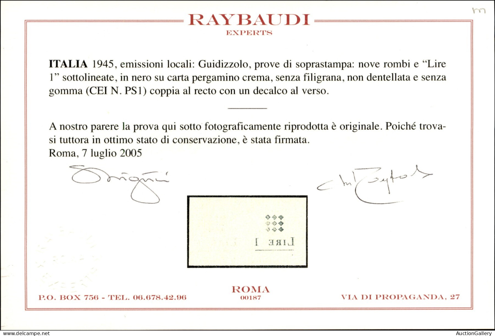 Emissioni Locali - Guidizzolo - 1945 - Prova Di Macchina Della Soprastampa (1 + 1 Varietà) - Coppia Con Decalco A Sinist - Other & Unclassified