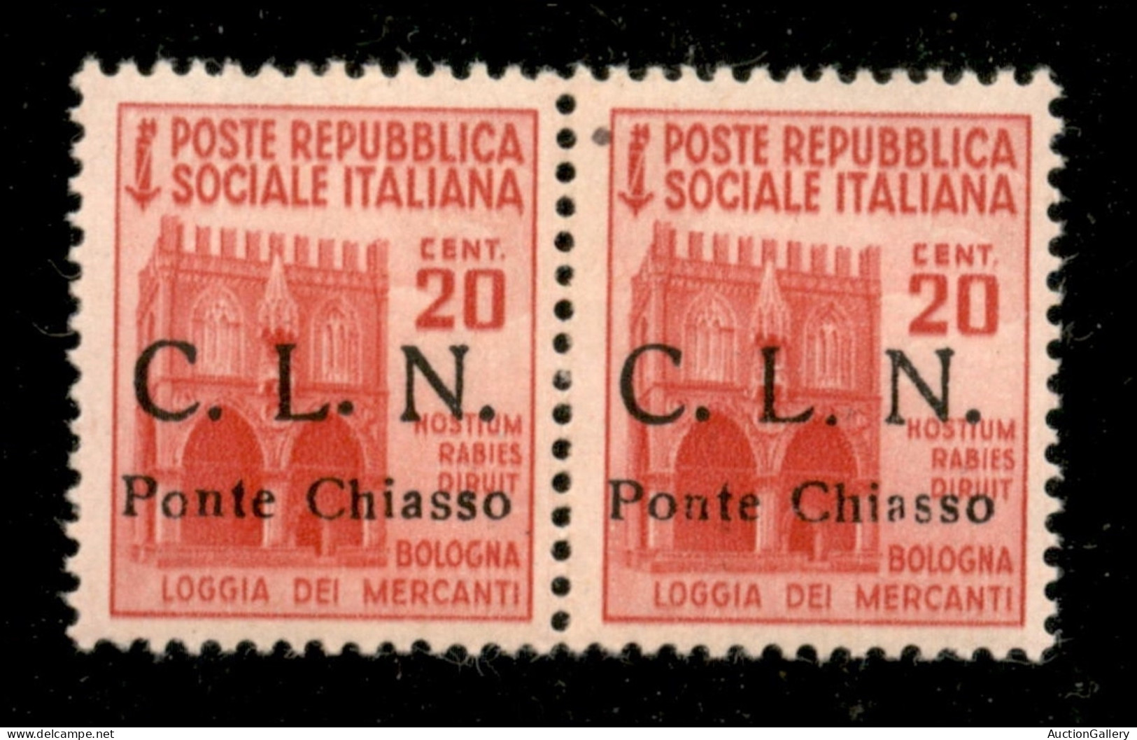 C.L.N. - Ponte Chiasso - 1945 - 20 Cent (3ba + 3bb) - C Punto Piccolo + L Punto Piccolo In Coppia - Gomma Integra - Otros & Sin Clasificación