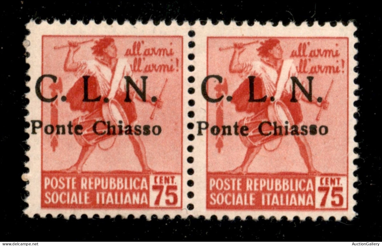 C.L.N. - Ponte Chiasso - 1945 - 75 Cent (7aa) - Coppia Orizzontale Con Soprastampe A Sinistra - Gomma Integra - Other & Unclassified