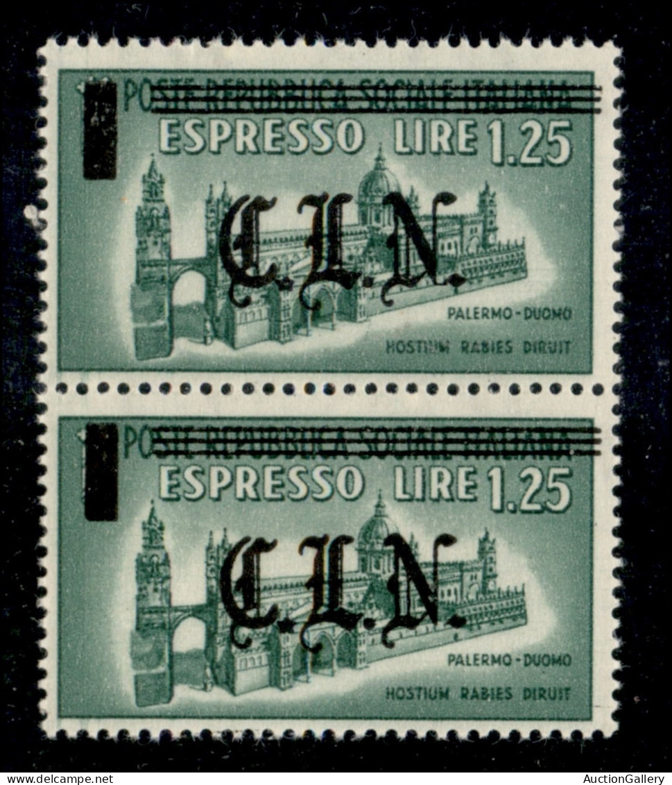 C.L.N. - Torino - 1945 - 1.25 Lire (Unificato 17d + 17 - Errani 17g + 17) - N Unita Al Punto In Coppia (pos. 8/13) Col N - Other & Unclassified