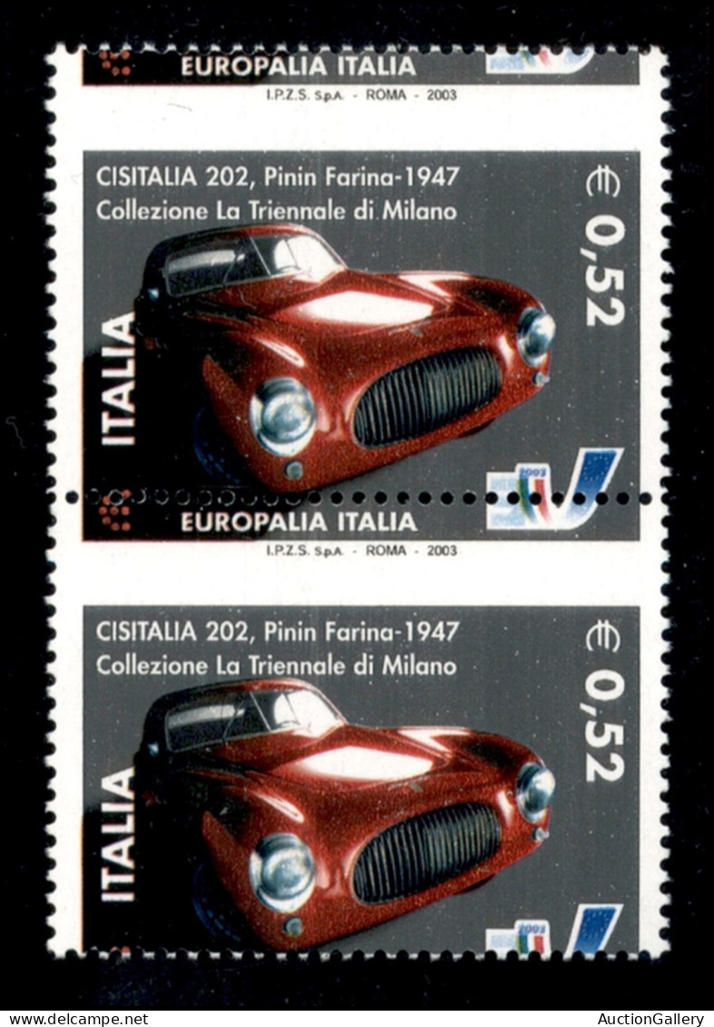 Repubblica - 2003 - 0,52 Euro Europalia (2707) - Coppia Verticale Con Dentellatura Orizzontale Spostata In Alto - Gomma  - Other & Unclassified