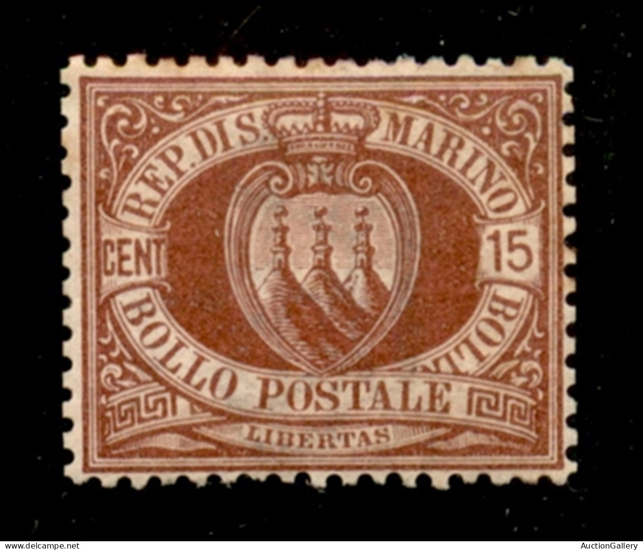 San Marino - 1894 - 15 Cent Stemma (15) - Gomma Originale - Ottimamente Centrato - Other & Unclassified