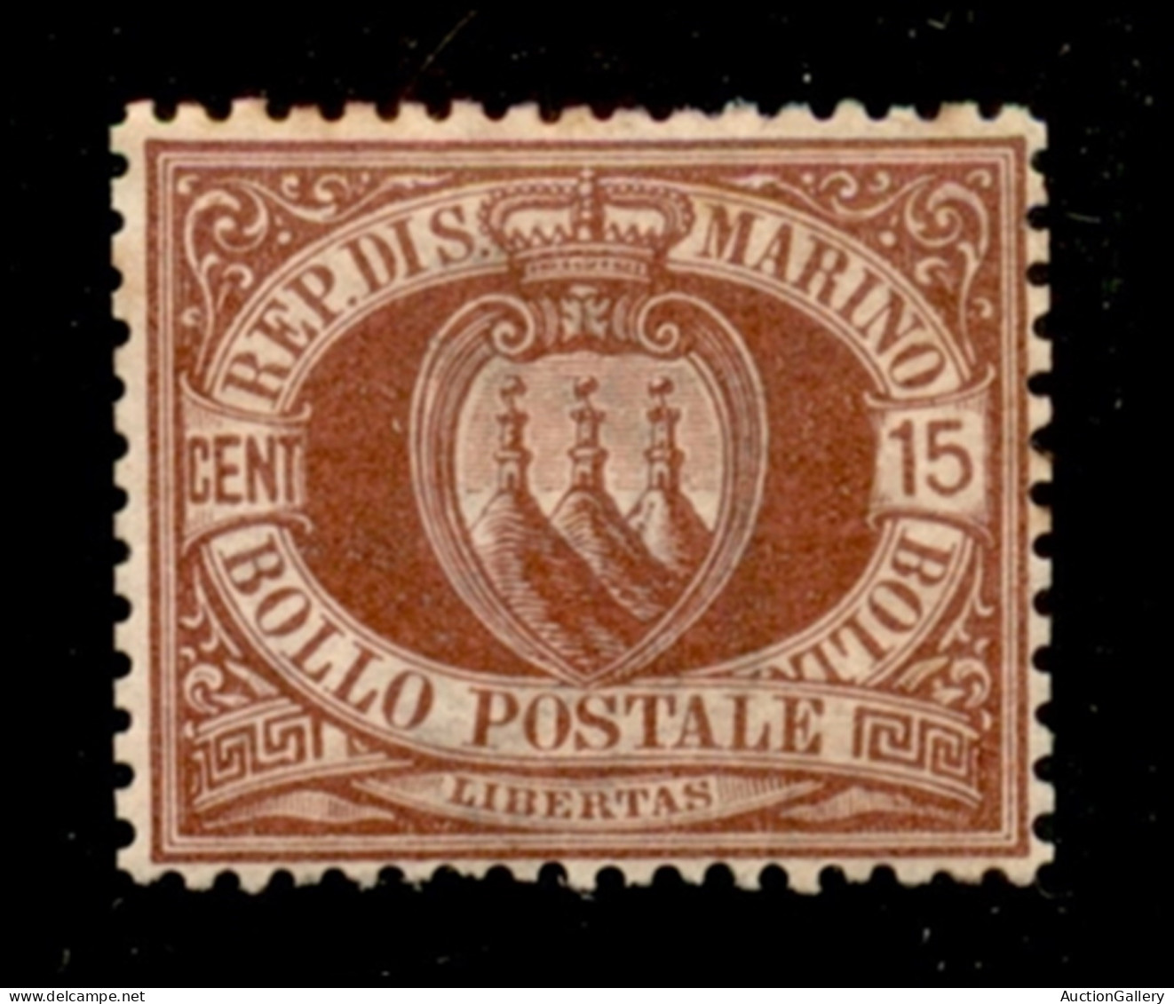 San Marino - 1894 - 15 Cent Stemma (15) - Gomma Originale - Ottimamente Centrato - Sonstige & Ohne Zuordnung