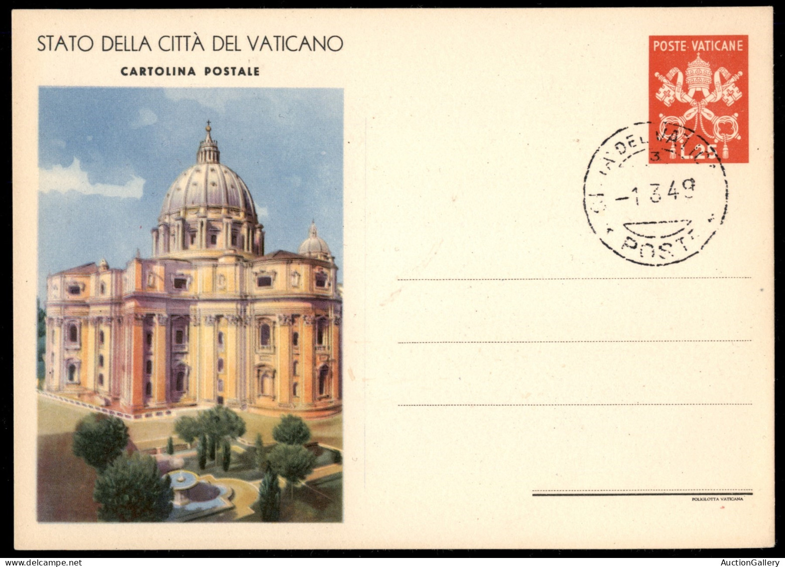 Vaticano - Intero Postale Da 25 Lire (9/1) Con Annullo FDC Del 1.3.49 - Other & Unclassified