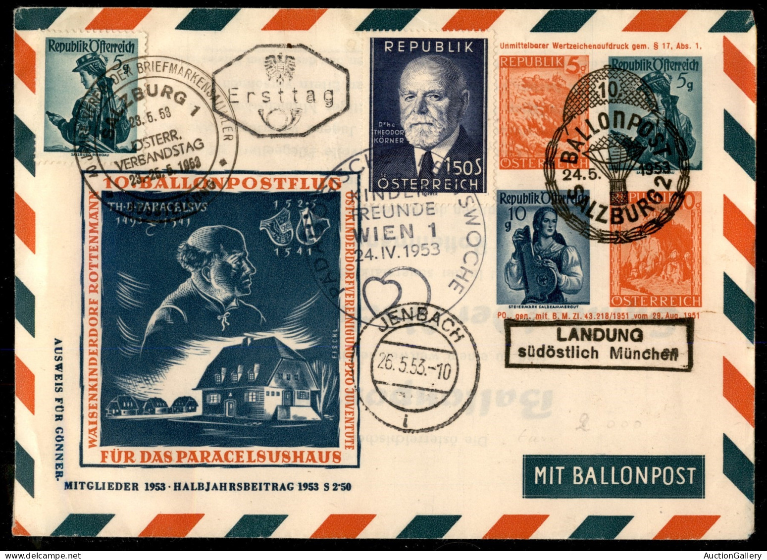 Europa - Austria - 1953 (24 Maggio) - Salzburg 2 Ballonpost - Due Aerogrammi - Other & Unclassified