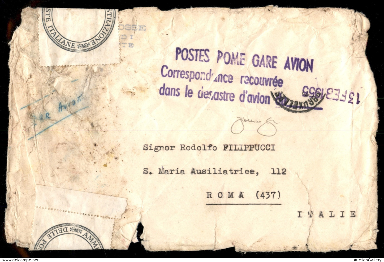 Europa - Belgio - 1955 - Bruxelles Leopoldville - Aerogramma Con Timbro "posta Recuperata" Relativo All'incidente Sul Mo - Other & Unclassified